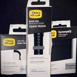 NEW OtterBox (Black) Symmetry Series Wallet For MagSafe + Band & Case For Apple Watch (40/41/42mm)