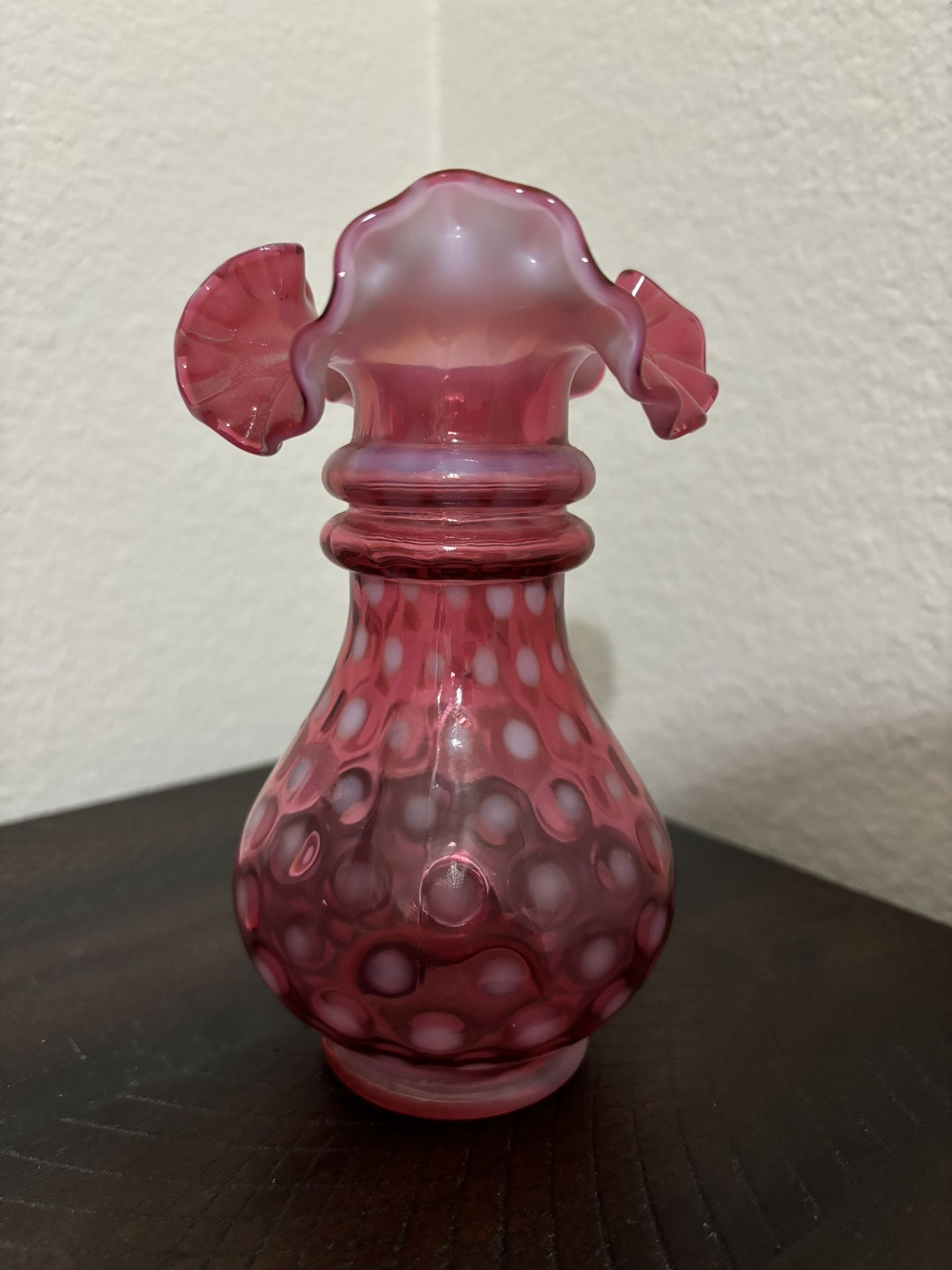 Fenton-  Small Cranberry Vase 