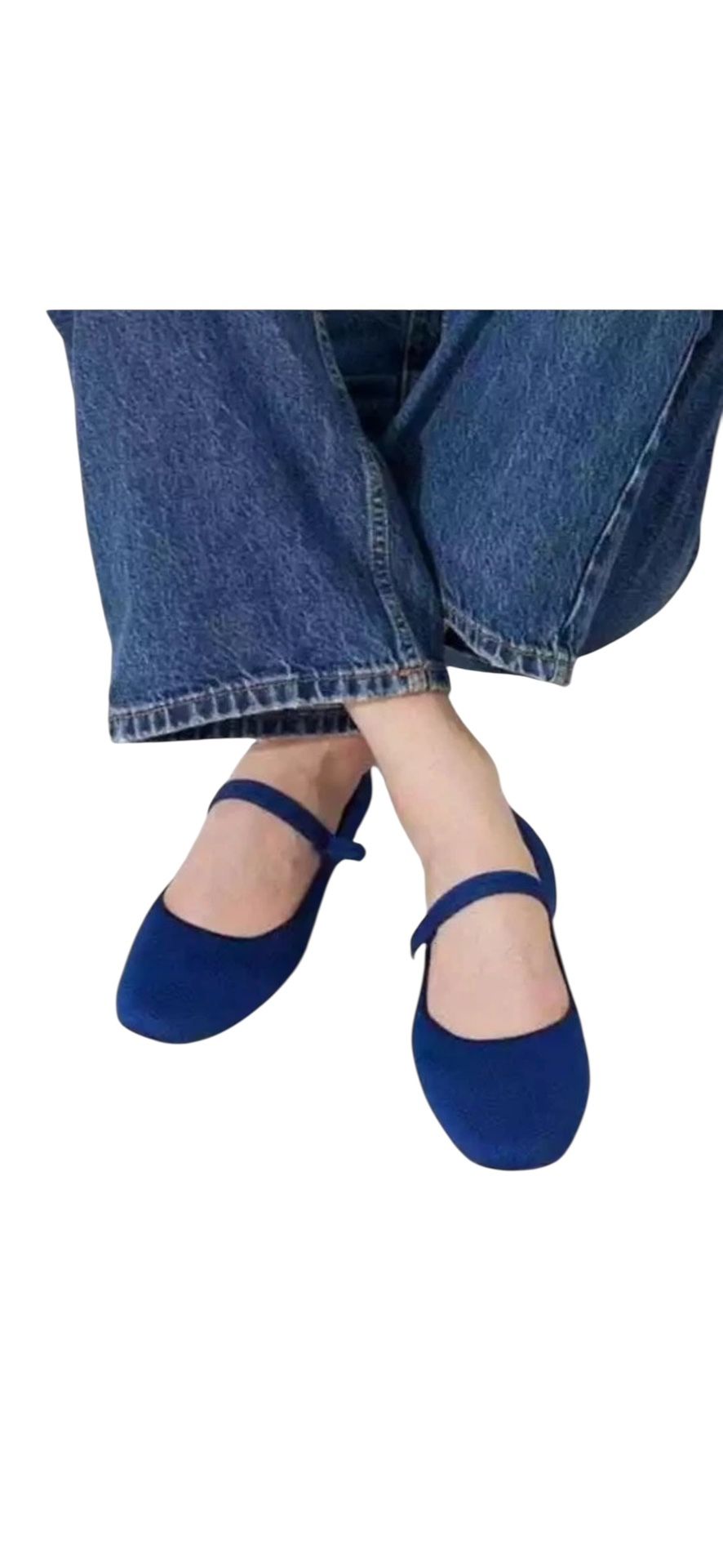 Rothy’s The Square Mary Jane Flats Cobalt Blue Women's Size 5 US NWOB