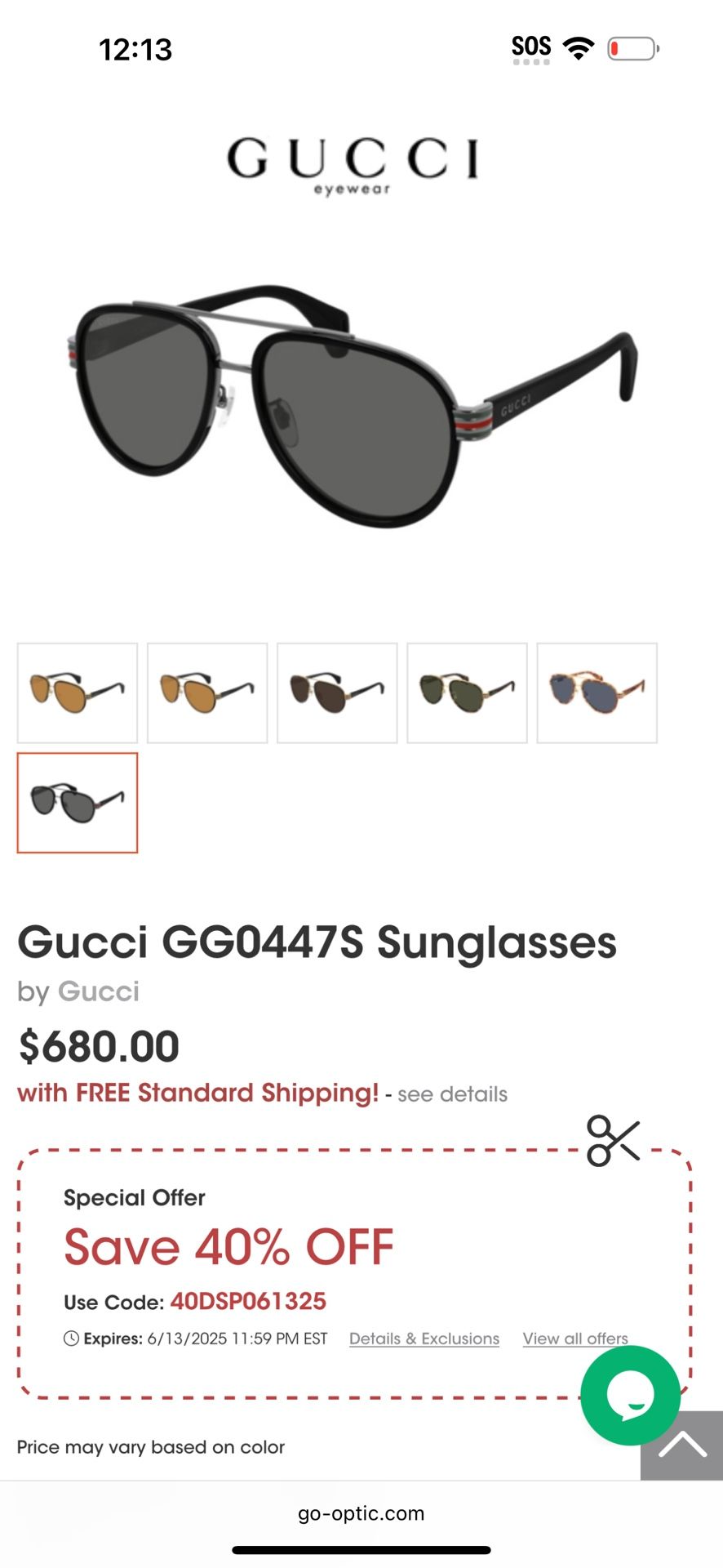 Gucci Sunglasses - Black Made In Italy