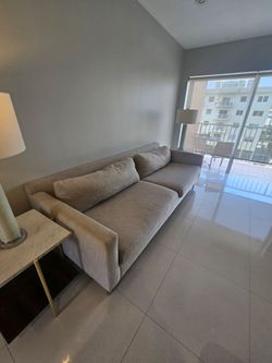 White Sofa, table and lamps