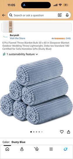 OFFER ANYTHING AND ITS YOURS 6 Pcs Flannel Throw Blanket Bulk 50 x 60 in Sleepover Blanket Outdoor Wedding Throw Lightweight, (Dusty Blue)
