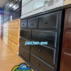 Solid Wood Black 9 Drawer Assembled Dresser