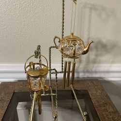 Gold Crystal Teapot  & Water  Can Wind Chime Christmas  Ornaments 