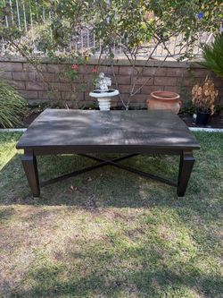 Dark Wood Coffee Table with X-Base