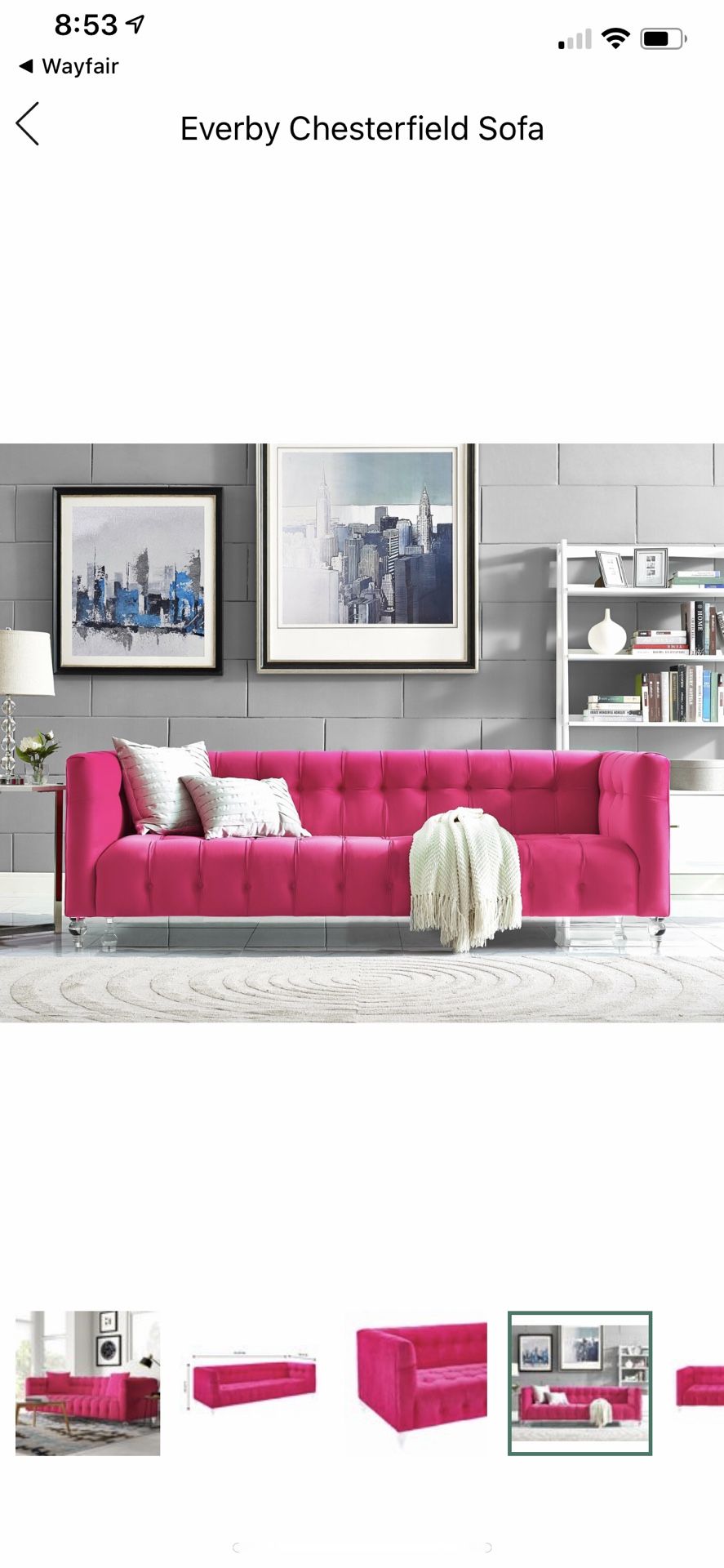 Hot Pink Velvet Sofa
