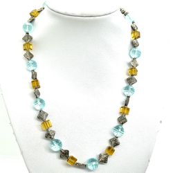 Sterling Beaded Crystal Necklace 