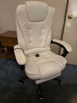 White Massage Office Chair – Comfortable & Adjustable – $60 OBO