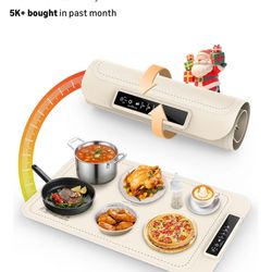 Warming Mat for Food - Electric Silicone Food Warming Tray for Buffet, Rollable Food Warmer Mat for Countertop, Fast Heating Mat with Timer and 4 Heat
