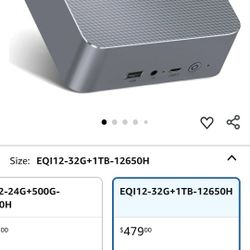 Beelink Mini PC EQi12, Intel Core i7-12650H(up to 4.7GHz), RAM-24GB SSD-500GB, DDR5 5200MHz, WiFi6 Bluetooth5.2, Mini PC Gaming , HDMI PC D