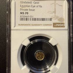 Egyptian 1/500 Ounce Gold Eye Of Ra NGC MS70