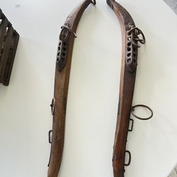 Antique Iron And Wood Horse Hames Harness