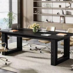 RY0253 Conference Table, Modern Office Meeting Table, 5 ft Conference Room Table with Solid Wooden Base, Large Rectangular Business Furniture Seminar 