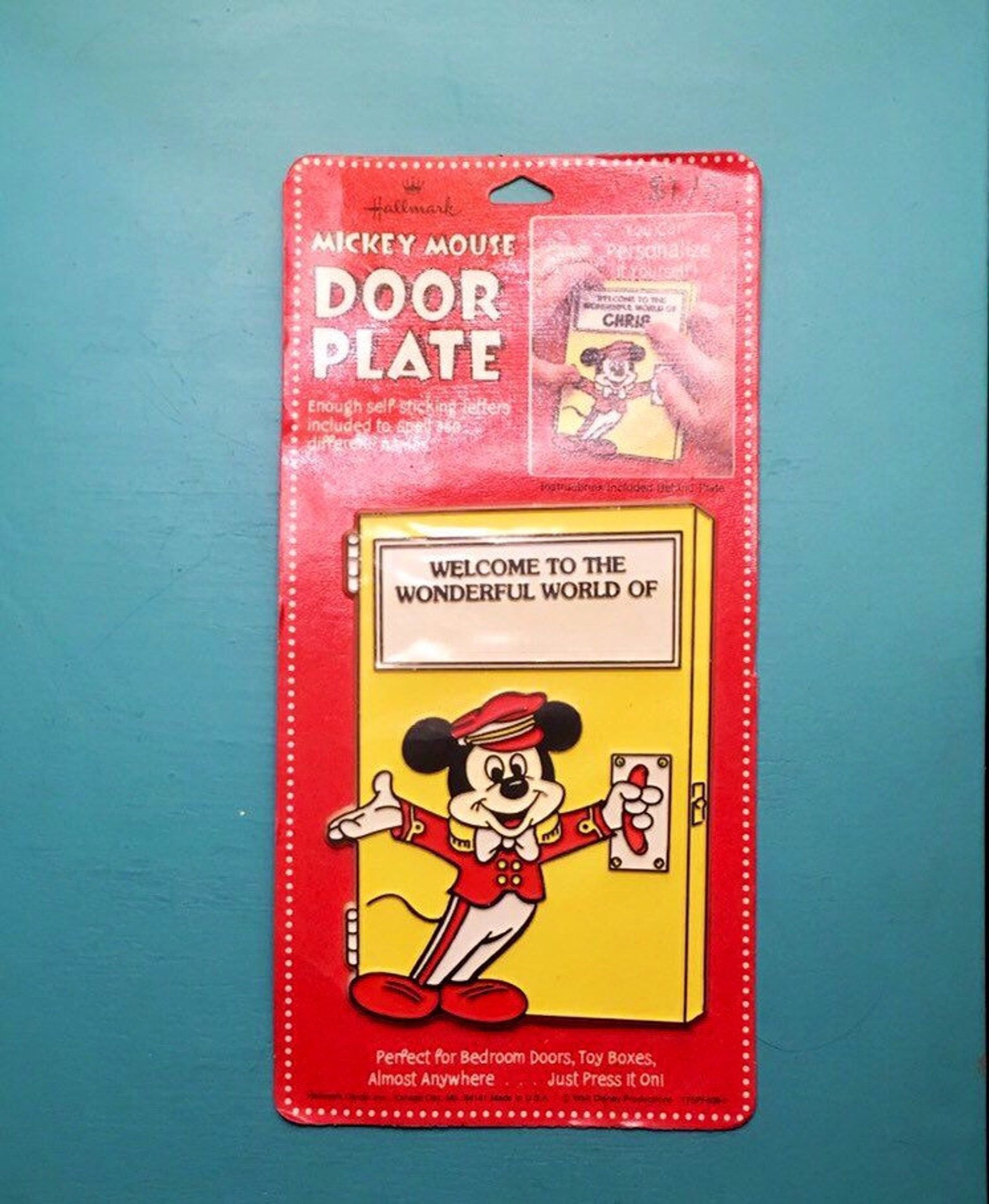 Sealed Mickey Mouse Vintage Door Plate By Hallmark Personalized Collectible Disney Home Decor