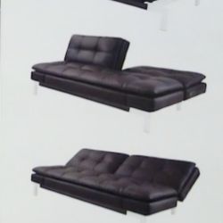 Brown Leather Sleep Couch. Adjustable