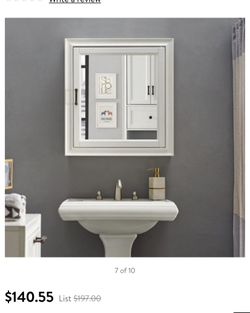 Crosley Furniture Tara Bath Mirror Cabinet In Vintage White