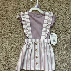 12 Month Girls Shirt And Overall Dress