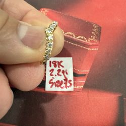 18K Solid Gold Wedding Ring With NATURAL DIAMONDS 💎 STONES 2.2Gr Size 7.5