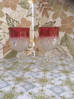 Set if 2 Ruby flash diamond point glasses