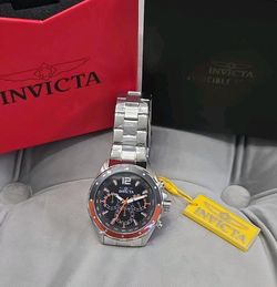 INVICTA Racing Speedway Men's 44mm Watch Silver Orange Stainless Steel 50361 New
