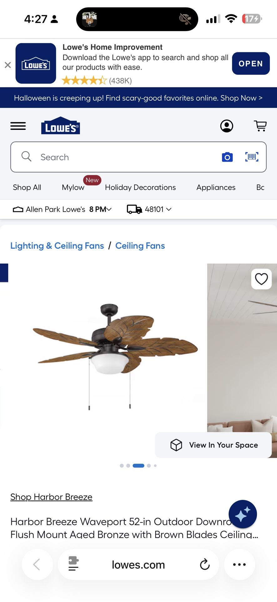 HARBOR BREEZE LEAF FAN
