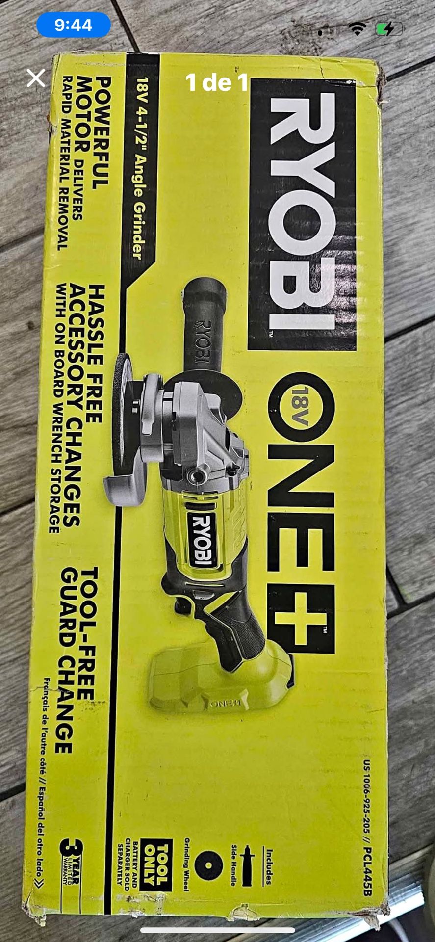 Ryobi ONE+ 18V Cordless 4-1/2 in. Angle Grinder. New. Tool Only $ 80