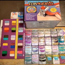 Polymer Clay Starter Set; Clay Rolling Machine & 56 Packages of Clay-Large lot