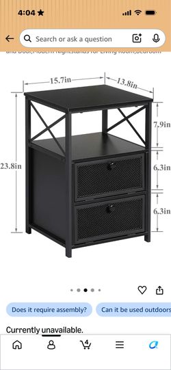 VECELO Black Nightstand with 2 Storage Shelf & Flip-Down Doors