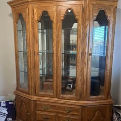 Solid Oak China Hutch