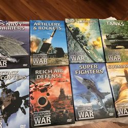 8 COLLECTIBLE  DVD’S WEAPONS OF WAR