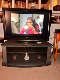Swivel TV Stand with Glass Doors $70