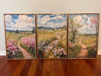 Rustic Nature Landscape Framed Canvas Wall Art Set 3-16x24 inch panels NEW!!