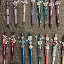 Blue Purple Gradient Underwater Mermaid Theme DIY Beaded Ballpoint Pens