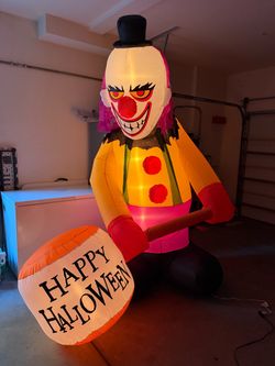 Halloween Airblown Inflatable Animated Giant Citrus Clown with Sign (Happy Halloween) 8ft