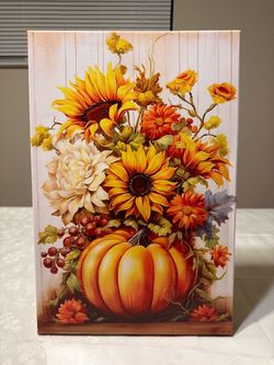 Fall Pumpkin & Sunflower Canvas Decor