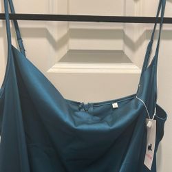 Satin Dress Dark Green