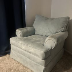 Blue Microsuede Swivel Chair 