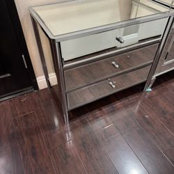3 Drawer Glass/ Mirror Night Stand