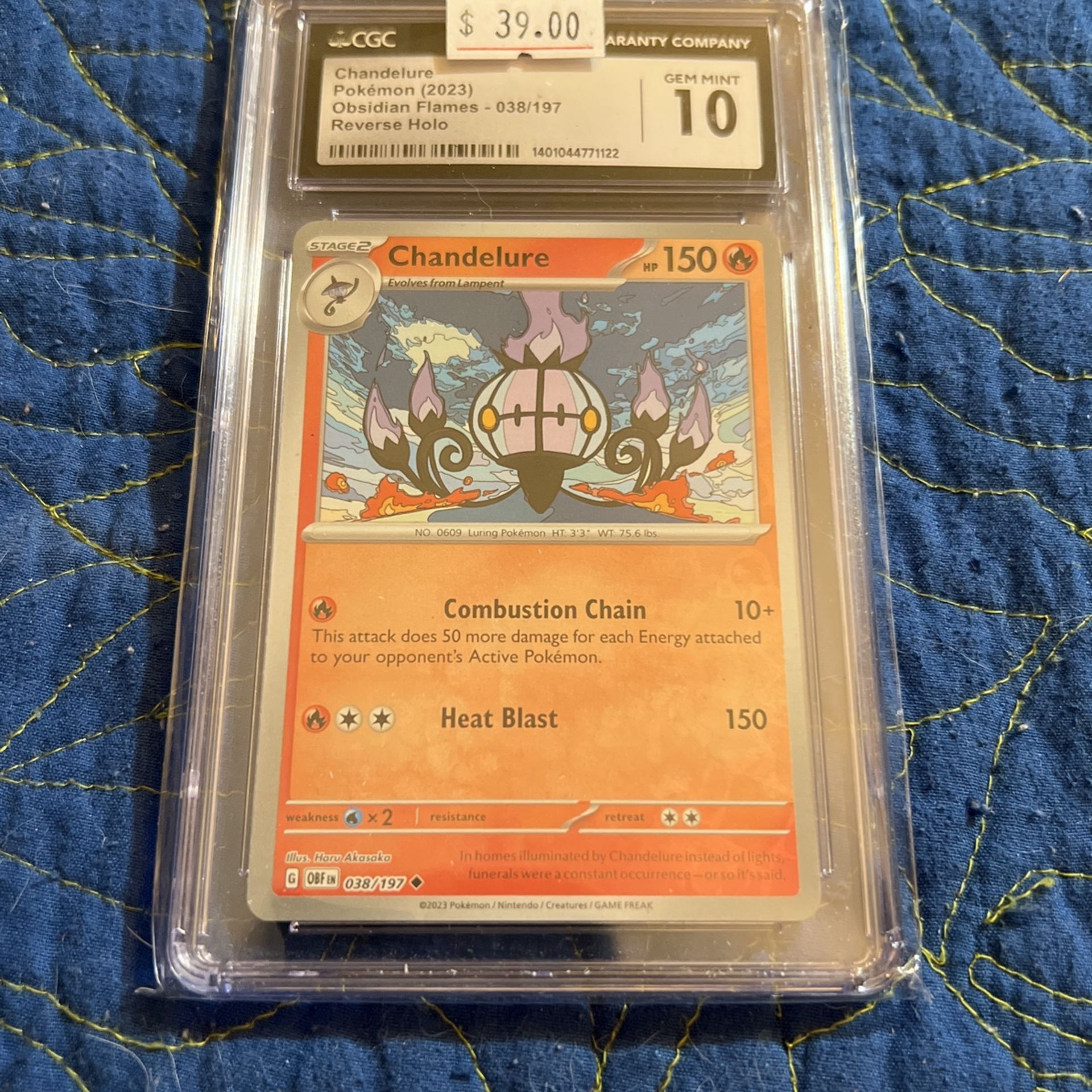 Pokémon TCG Obsidian Flames / Chandelure R-Holo 038/187 / CGC 10 Gem Mint