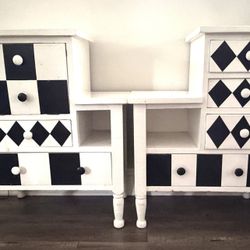 Black And White Patterned Side Tables 