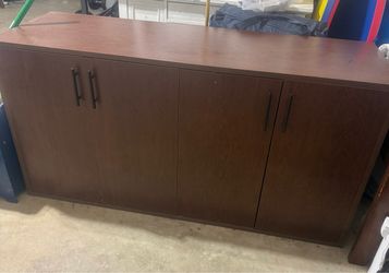 Dark Brown Wood Sideboard Cabinet with 4 Doors