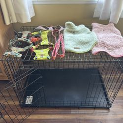 Dog Crate, Harnesses, And Dog Blankets