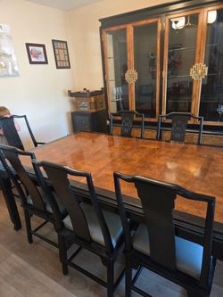 8 chair dining table with hutch