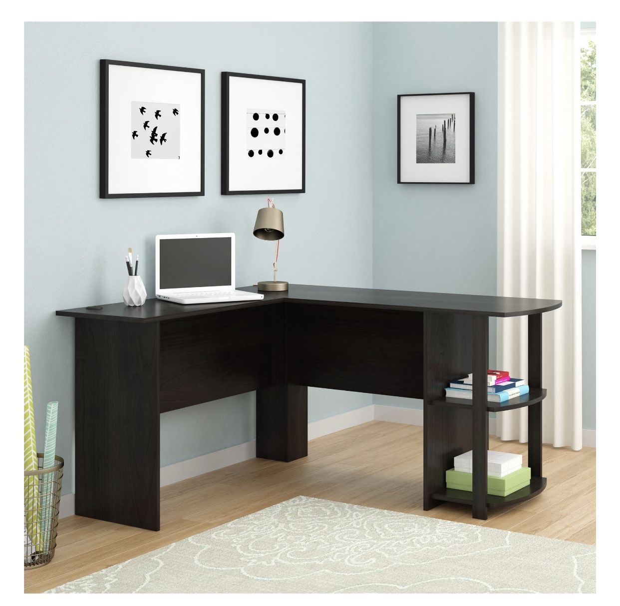 🔥BRAND NEW L SHAPED DESK WITH BOOK SHELVES HOME OFFICE KIDS DISTANCE LEARNING