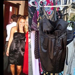 Max & Cleo Strapless Black Dress with Bow