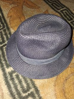 2015 Vintage Old Navy Blue Paper Straw Fedora Hat, Mens or Womens Size S/M