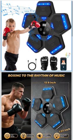 Music Boxing Machine, Wall Mounted Bluetooth Punching Pad with Gloves