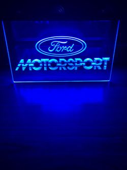 FORD MOTORSPORT LED NEON BLUE LIGHT SIGN 8x12