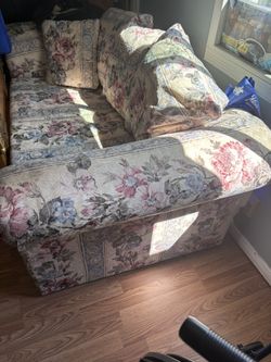 Flowered Love Seat And Single Arm Chair For Sale