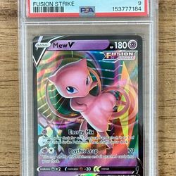 2021 Pokemon TCG Mew V #113/264 SWSH Fusion Strike Full Art Holo PSA 9